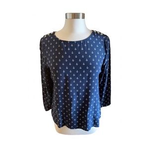 J. Crew Blue Silk Popover Blouse Sz 6